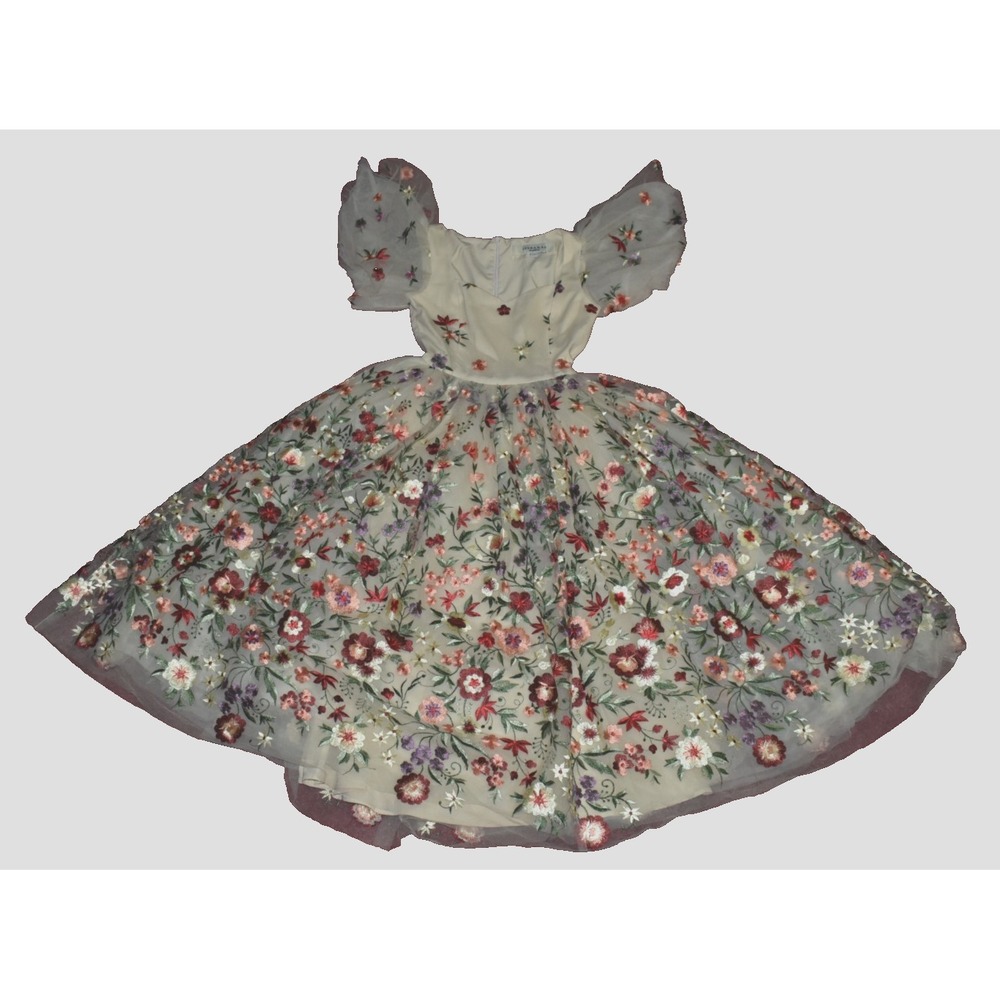JessaKae Florence Women Dress Size XXS Wedding Fairy Champagne Floral Embroidery